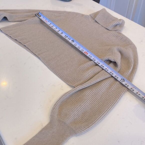 Reformation Luisa Cropped Ribbed Fisherman Cashmere Wool Turtleneck Sweater Sm - Picture 9 of 10